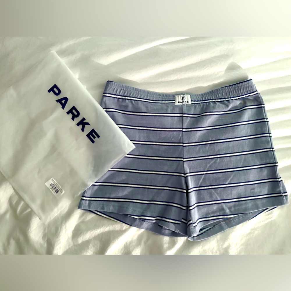 Parke Maggie & Emma Cotton Mini Short Light Blue Striped - Picture 5 of 6